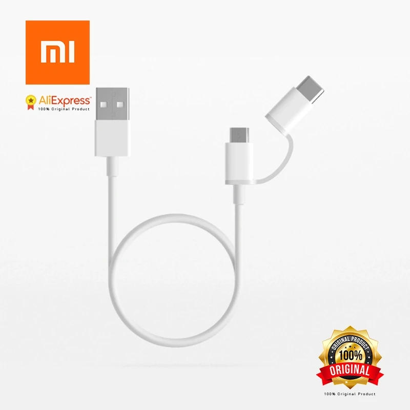 Оригинальный кабель Xiaomi 2 в 1 Micro USB Type C для быстрой синхронизации данных TypeC