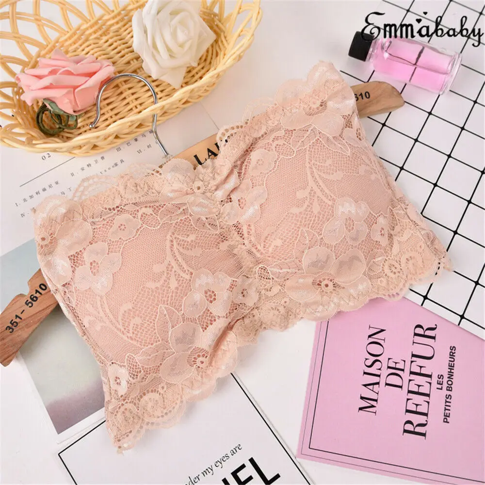 Skin Женский топ без бретелек лиф-бандо женские кружевные цветочные кружевные бесшовные кроп Топы - Цвет: Skin