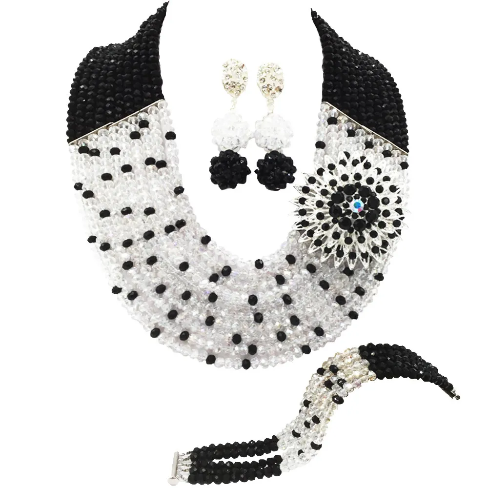

Fashion Black Transparent Clear AB African Beads Jewelry Set Crystal 10SZ14