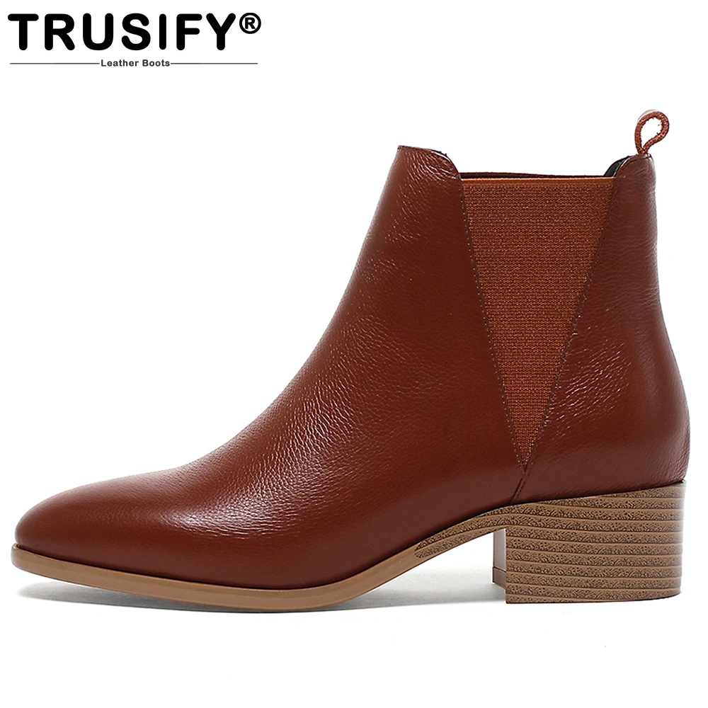 2018 ohtwo женская обувь кожаные ботильоны челси Zapatos Mujer Botas на высоком каблуке
