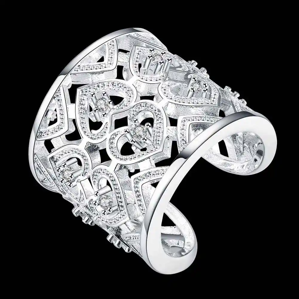 Кольцо для помолвки с серебряным покрытием набор из нескольких сердечек подарок