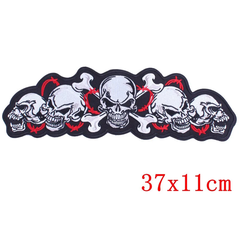 

large size Maltese Skull Cross Chopper Biker Crossbone patches Embroidered Iron-on Motorcycle MC Biker Patch vest back coat