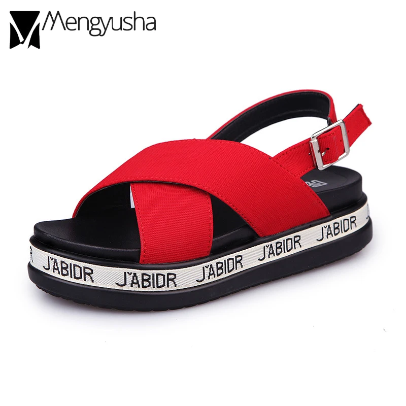 Толстая подошва с поперечным Ремешком Женская обувь английские буквы женская