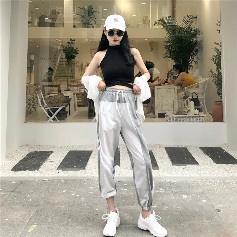 Women's Sets summer new black fashion sexy wild hanging neck vest + high waist loose harem pants two sets of women |