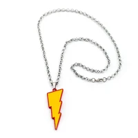 billy batson new movie shazam necklace men choker metal chain the flash lightning logo pendant necklaces women kolye jewelery