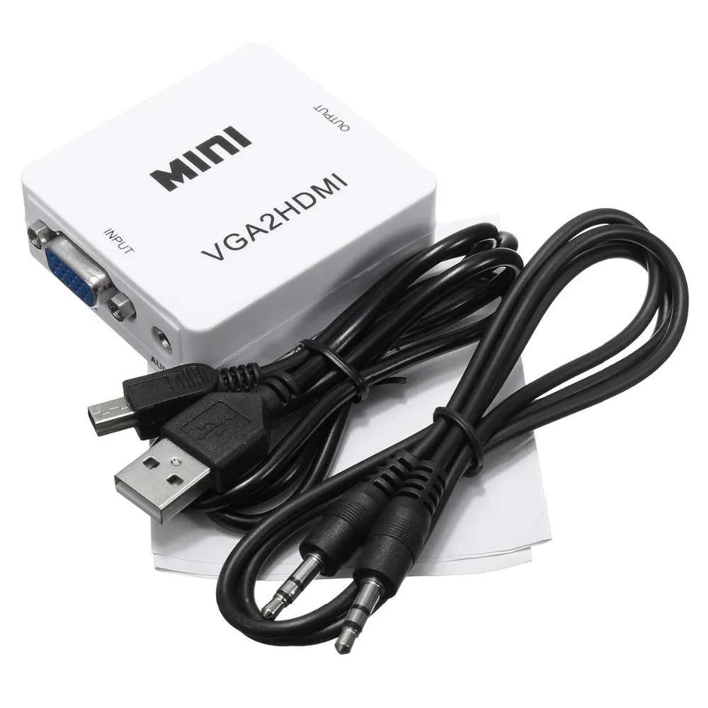 Мини-vga к HDMI конвертер с аудио VGA2HDMI устройство для видеосъемки адаптер HD видео 1080 P