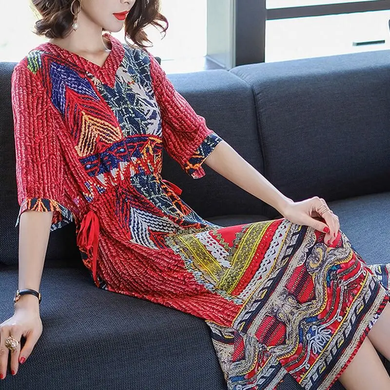 Vestidos verano 2018 Летние шифоновые платья принт boho пляжное платье цветочный элегантная