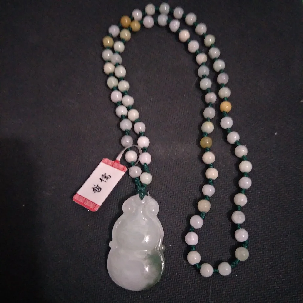 Free Class A National Certificate Natural Burmese Jade Treasure Gourd Pendant Tricolor Bead Necklace | Украшения и аксессуары