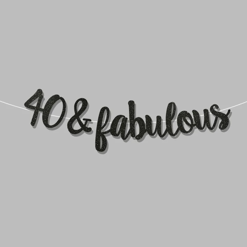 Золотой/черный/Серебряный Блестящий 40 и сказочный баннер happpy знак дня рождения