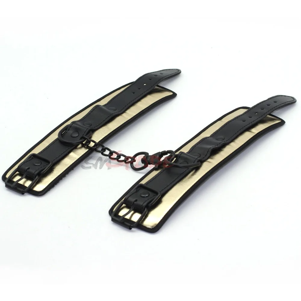 Золотые мягкие искусственные бандажные наручники и повязка на глаза комплект