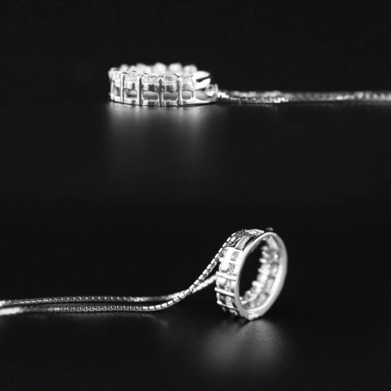 XIYANIKE Hot Sale Promotion Shiny Zircon Crystal Circle 925 Sterling Silver Women's Pendant Necklaces Jewelry Gifts VNS8561