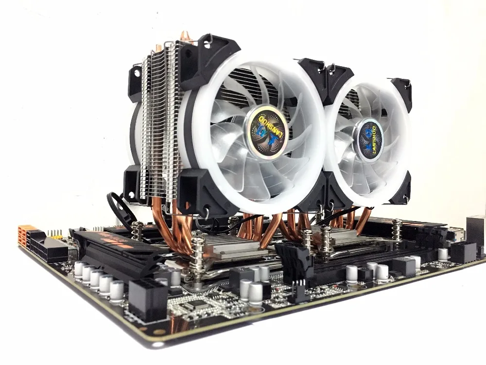 LANSHUO HOT-CPU тихий вентилятор кулер для Intel X79 LGA2011 процессор 4 тепловые трубки охлаждения процессора радиатор 2 вентилятора