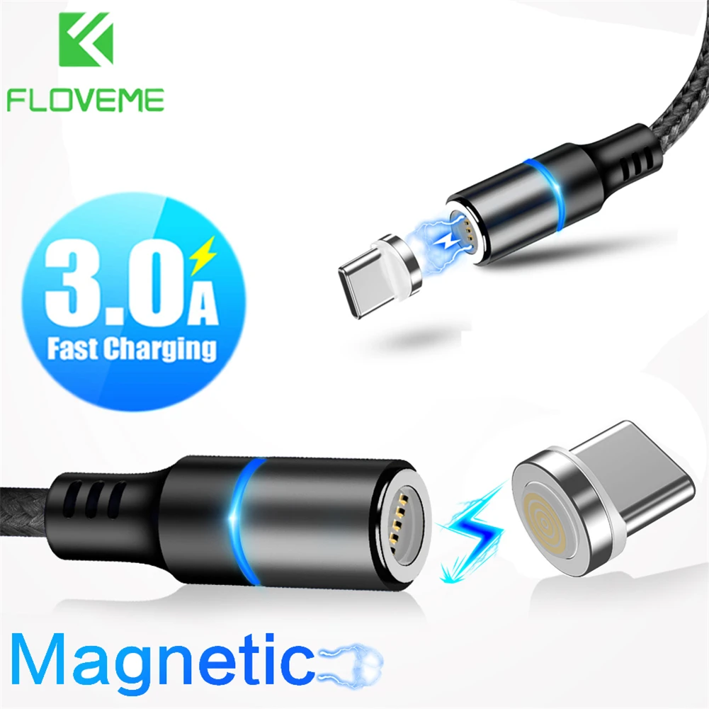 Floveme нейлоновый Плетеный 3а Быстрая зарядка синхронизации USB C тип c сильный