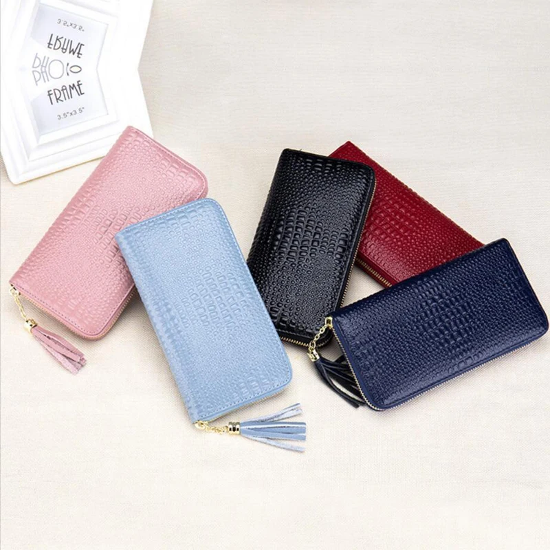 Новые модные женские кошельки из крокодиловой кожи длинный женский кошелек