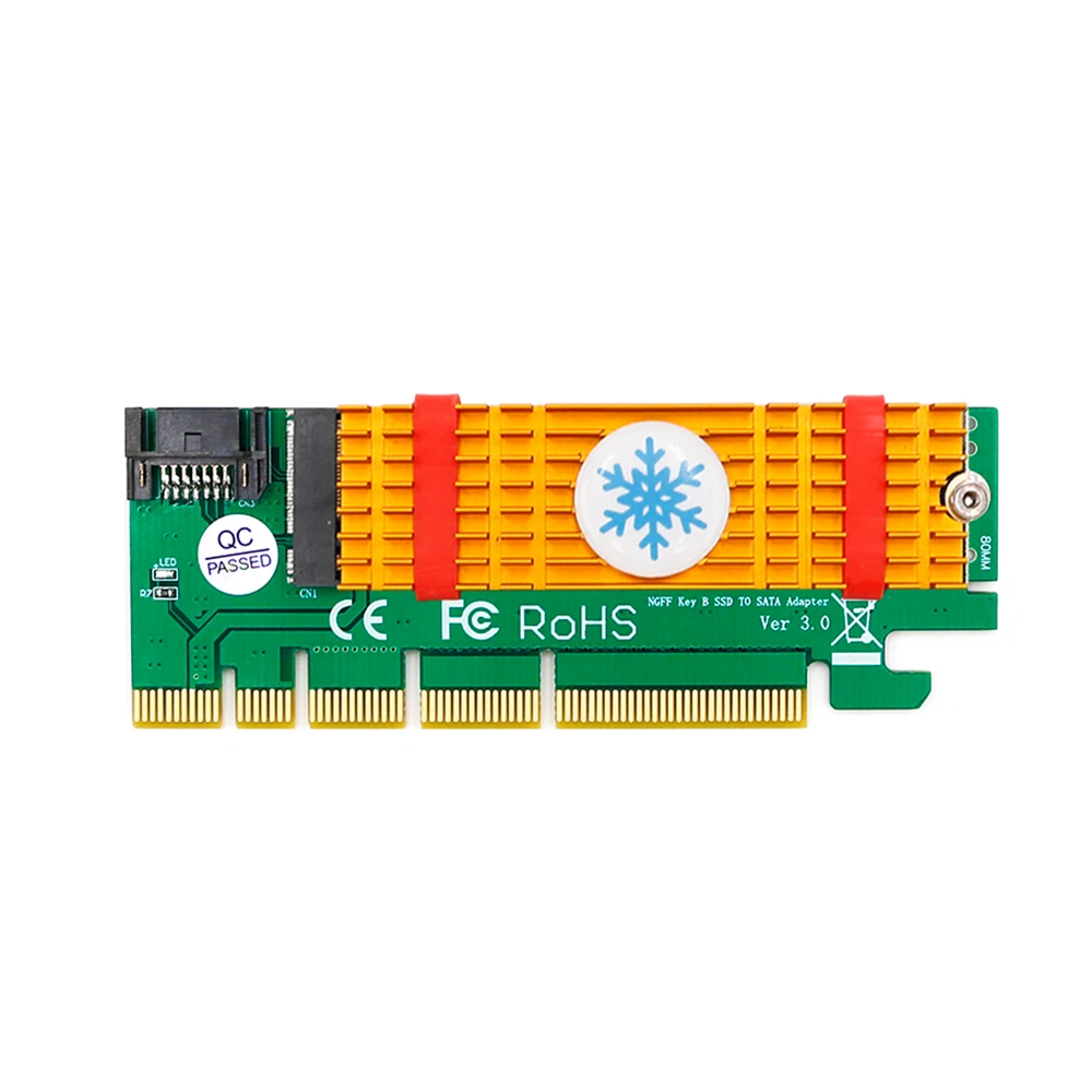 Адаптер для NGFF M.2 B Key SATA Bus SSD to SATA3 с радиатором PCIE x1 x4 x8 x16 разъем кабель 2230 2242 2260 M2