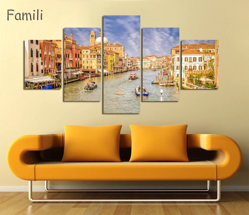 Современная Картина на холсте 5 шт. настенное искусство Италия Венеция пейзаж