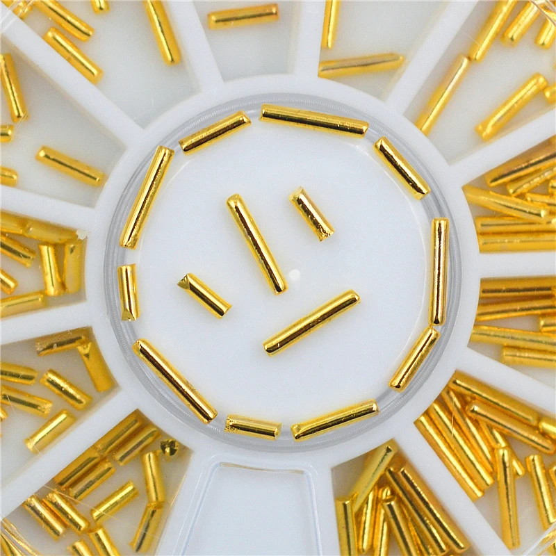 

High quality mixed size 3D Metal gold bar Beauty Nail Art Tips Decoration Accessories strips line Tool Wheel 3MM to 6MM