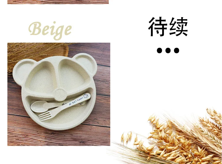 3Pcs Baby Bamboo Tableware bowl+spoon+ fork Feeding Food Tableware Cartoon Panda Kids Dishes Eating Dinnerware Anti-hot Trainin