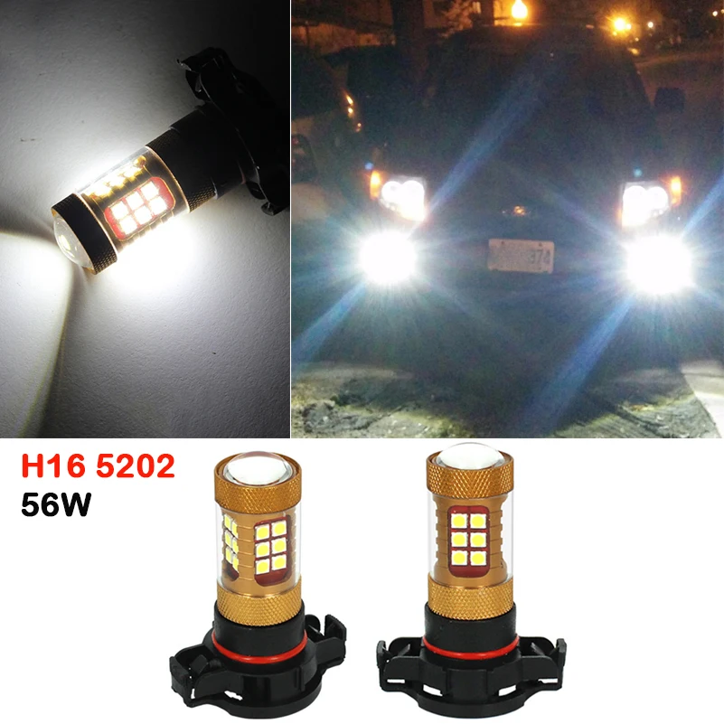 2x H16 5202 56W белый светодиодный автомобильный противотуманный фонарь лампа