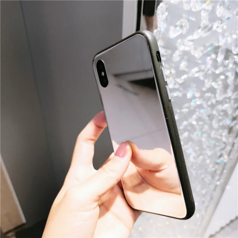 Glossy Glass shell Fashion Mirror Phone Case For iPhone X 6 6S 7 8 Plus XS MAX XR Cases Luxury Cover Funda Coque |