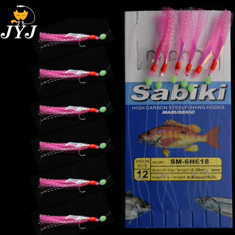 2 сумки крюк/12/13/14/15 Рыбалка sabiki приманки herry крюк 6 рукоятей рыболовная приманка
