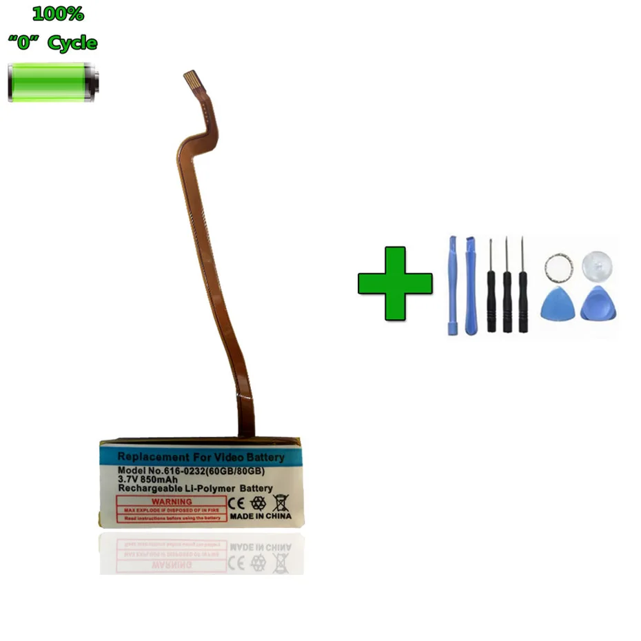 Bateria + Ferramentas para Ipod Clássico 80gb Vídeo 30gb 60gb A1036 A1136 Mb145 Mb150 160gb Mp4 Akku 850mah 616-0232 6th Gen