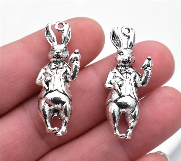 

3pcs 37x12x13mm High Quality Antique Silver Plated Rabbit Charm Making DIY Handmade Jewelry
