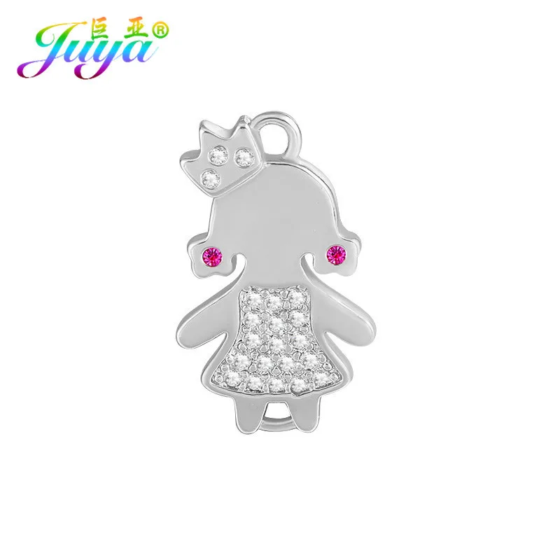 white gold red girl Поставки для ювелирных изделий материал DIY Золото/фигурка из серебра мальчик девочка Шарм соединители аксессуары для модных браслетов изготовление сережек - Цвет: white gold red girl