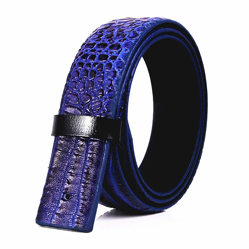 Модный мужской ремень в полоску из крокодиловой кожи и ПУ без пряжки