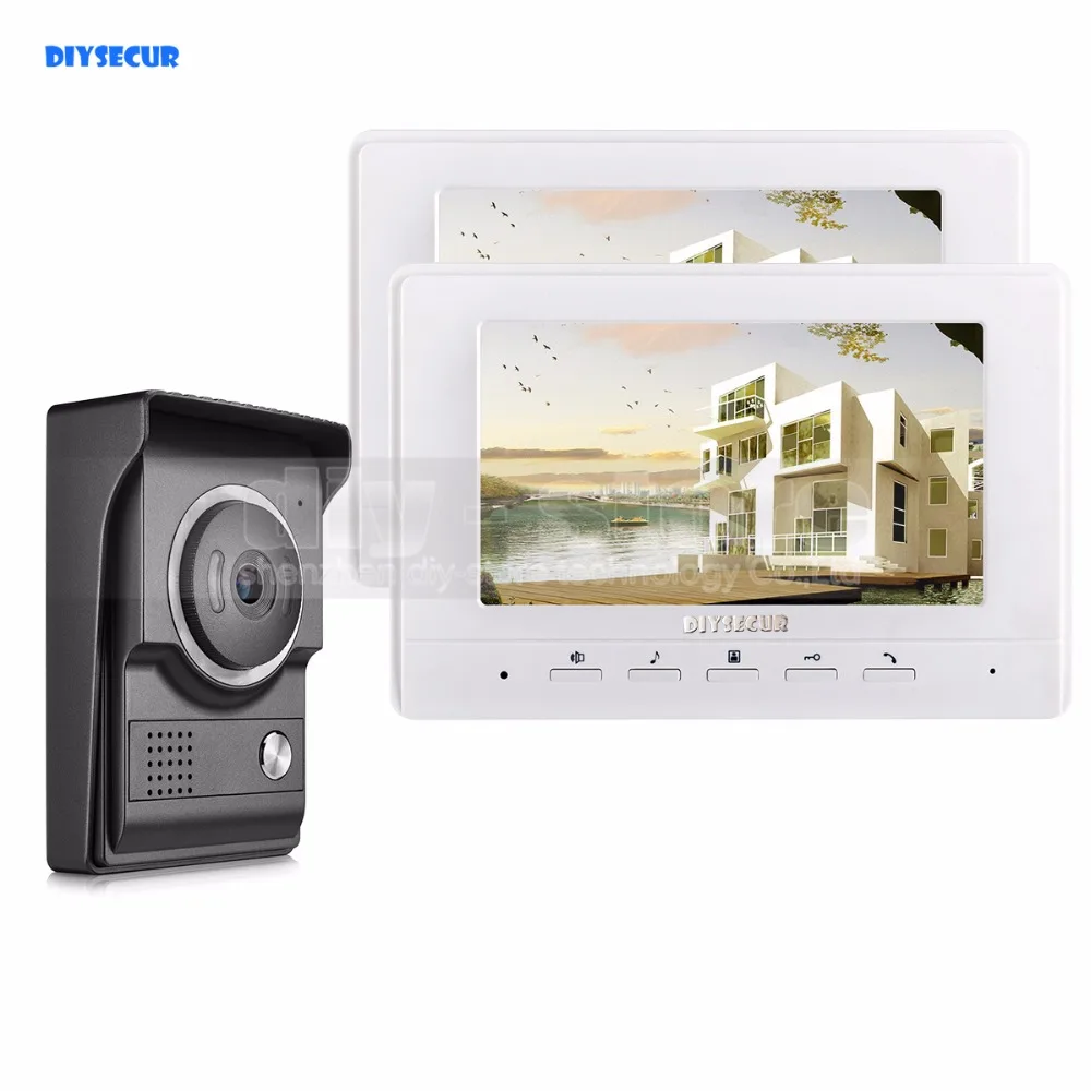 

DIYSECUR 7 дюймов видеодомофон видео домофон 700TV линия ИК Ночное Видение HD камера для домашнего офиса завод белый 1V2