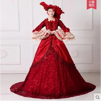 2017 Европейское аристокразное платье темно Красного цвета Королева Хэллоуин