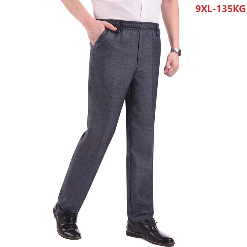 Брюки мужские костюмные большого размера 6XL/7XL/8XL/9XL деловые тонкие удобные серые