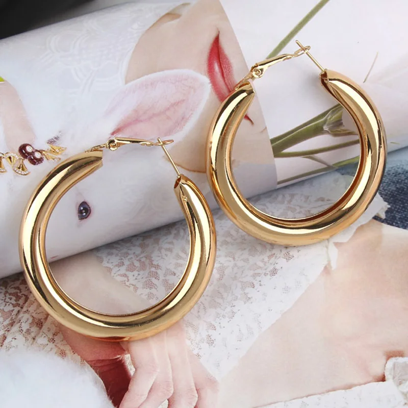 Серьги-кольца женские из сплава в стиле панк ширина 49 мм модные минималистичные