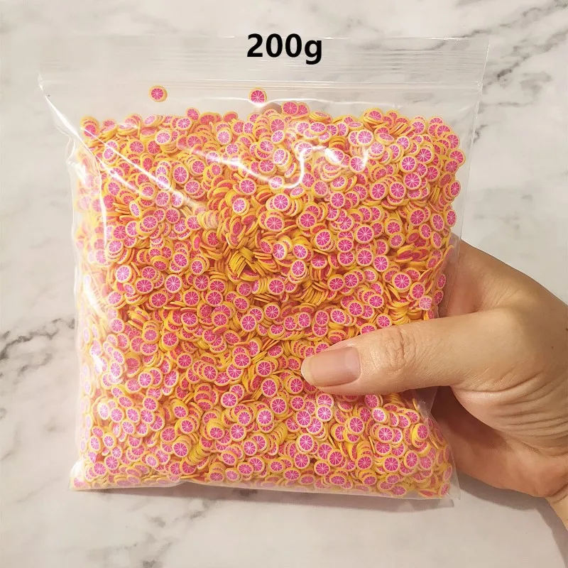 5mm Grapefruit 200g 200 г мягкие керамические фруктовые ломтики наполнитель для ногтей художественные кончики слизи фрукты для детей DIY клейкие аксессуары Принадлежности украшения - Цвет: 5mm Grapefruit 200g