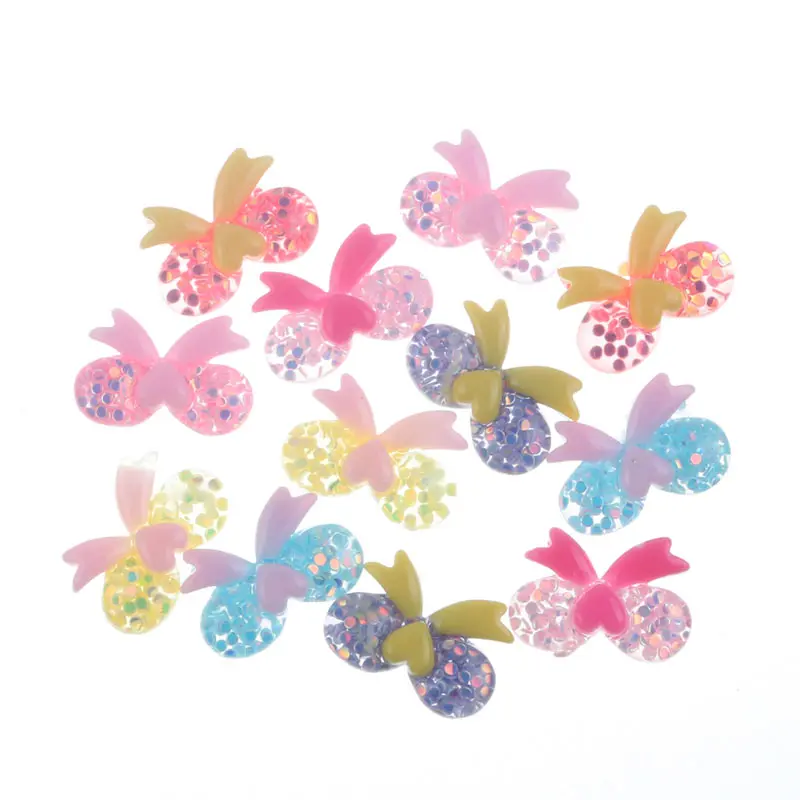 50 шт. смешанные Прозрачные украшения для банта из смолы с плоской задней стороной