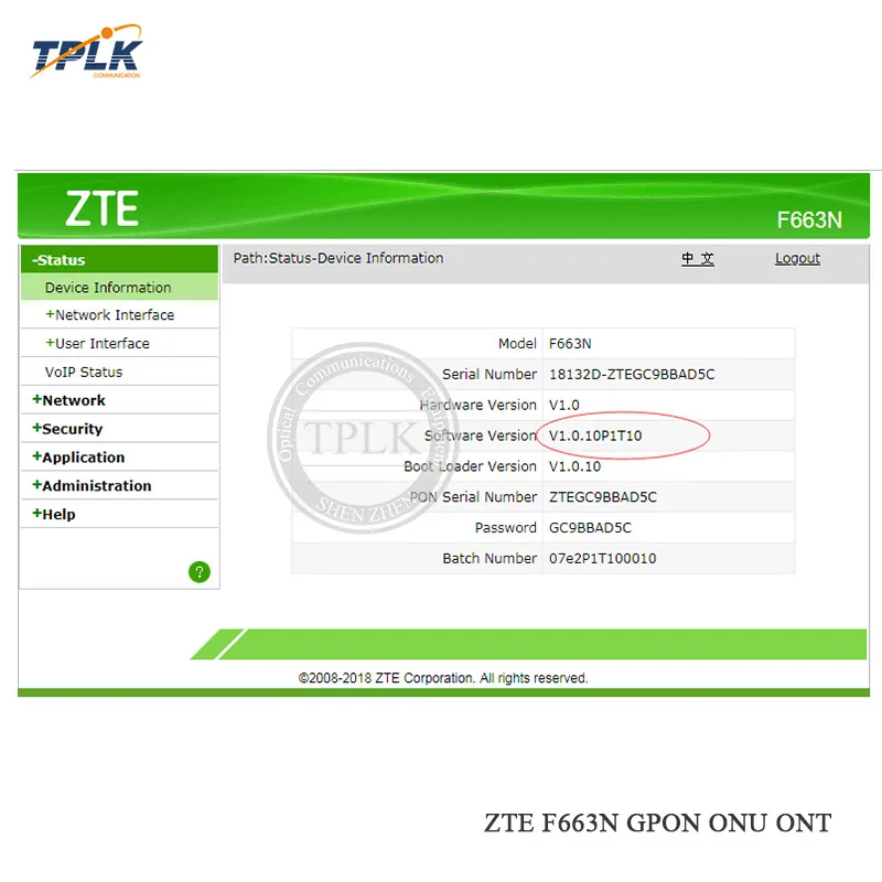 Английская прошивка 100% абсолютно новая ZTE F663N GPON ONU ONT 4GE + 1Tel USB Wifi такая же функция