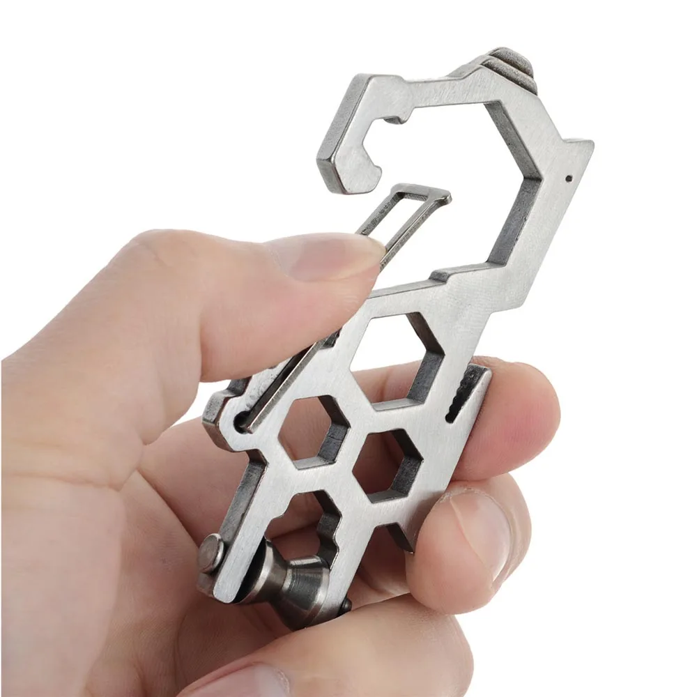 Outdoor Multitool Stainless Steel Load Bearing Carabiner w/ Pulley Screwdriver Wrench Opener Multi Camping Tool | Инструменты