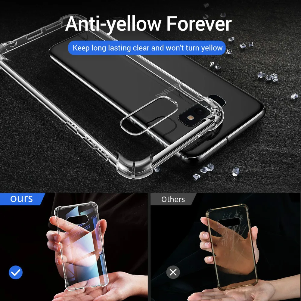 Подушка безопасности Мягкий силиконовый чехол из ТПУ для Samsung Galaxy S8 S9 S10 Plus S10e A8 J4 J6