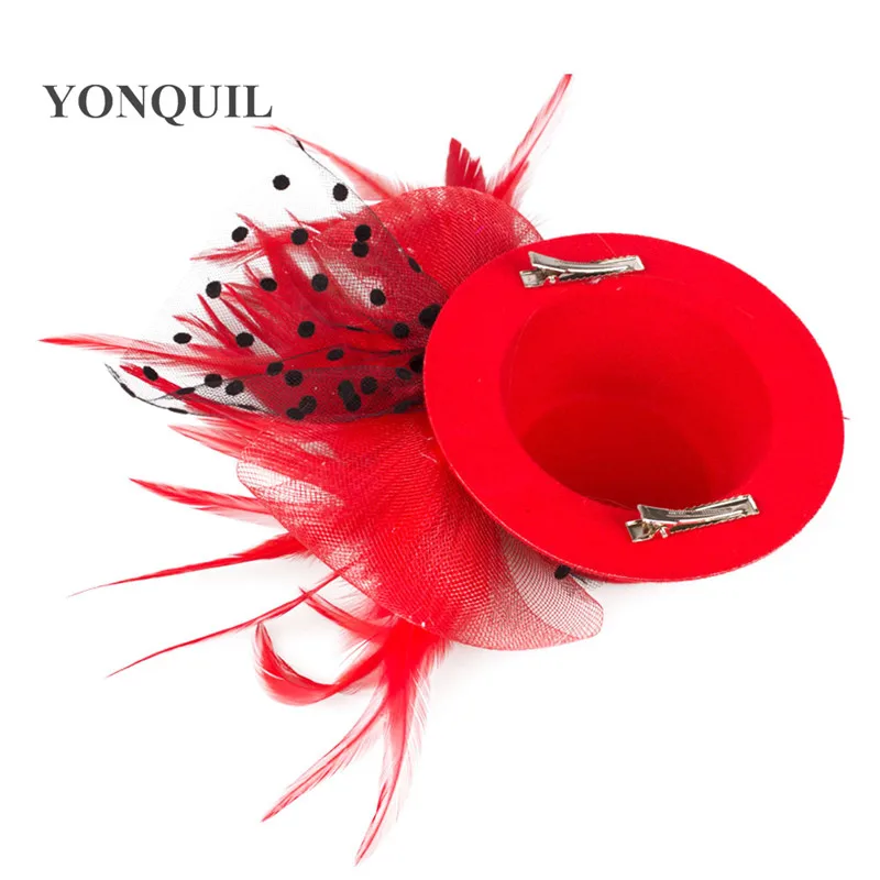 Несколько Цвет кринолин свадебные перо увлекательные мини цилиндр