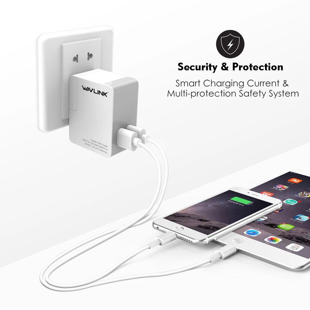 Wavlink 2/4 порт универсальный USB зарядное устройство адаптер 24 Вт 4.8A Портативный Путешествия интеллектуальное Сетевое зарядное устройство адаптер EU/US/UK/AU/сменный штекер