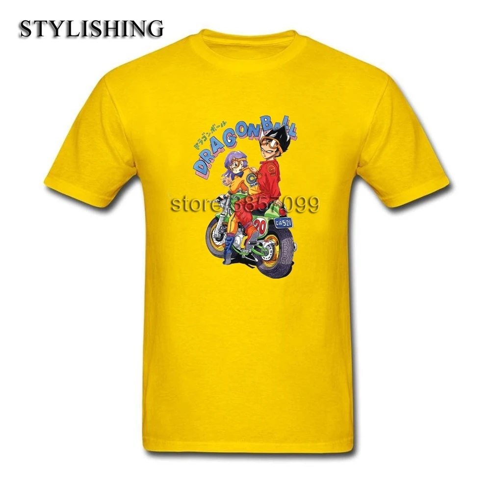 Модные топы мужская футболка хлопок круглый вырез горловины Dragon Ball мотоцикл с