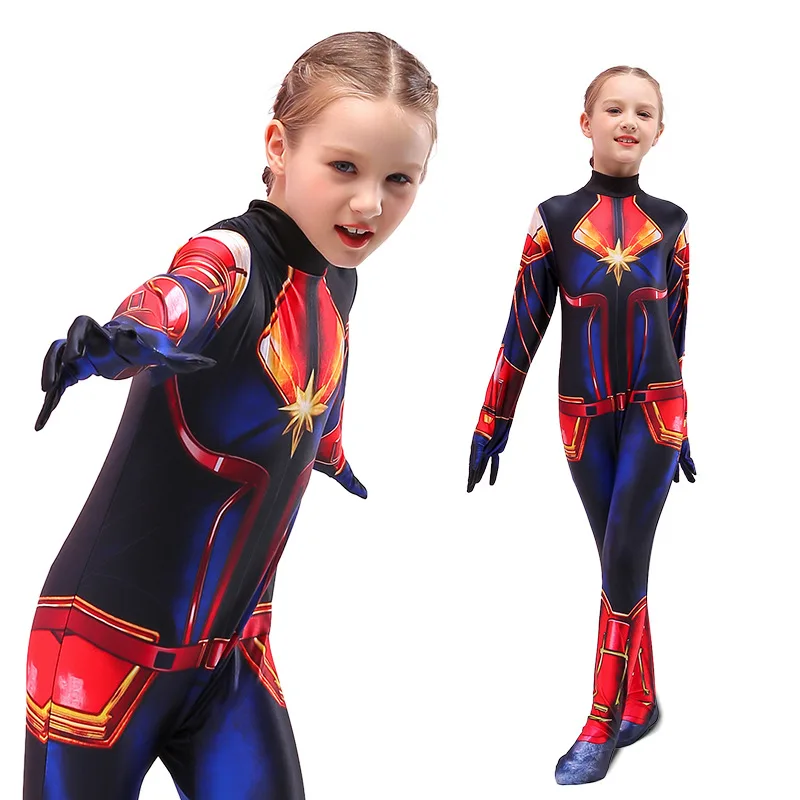 Косплей Мстители: Endgame Капитан Marvel Carol Danvers 3D принт супергерой Дети Девушки боди