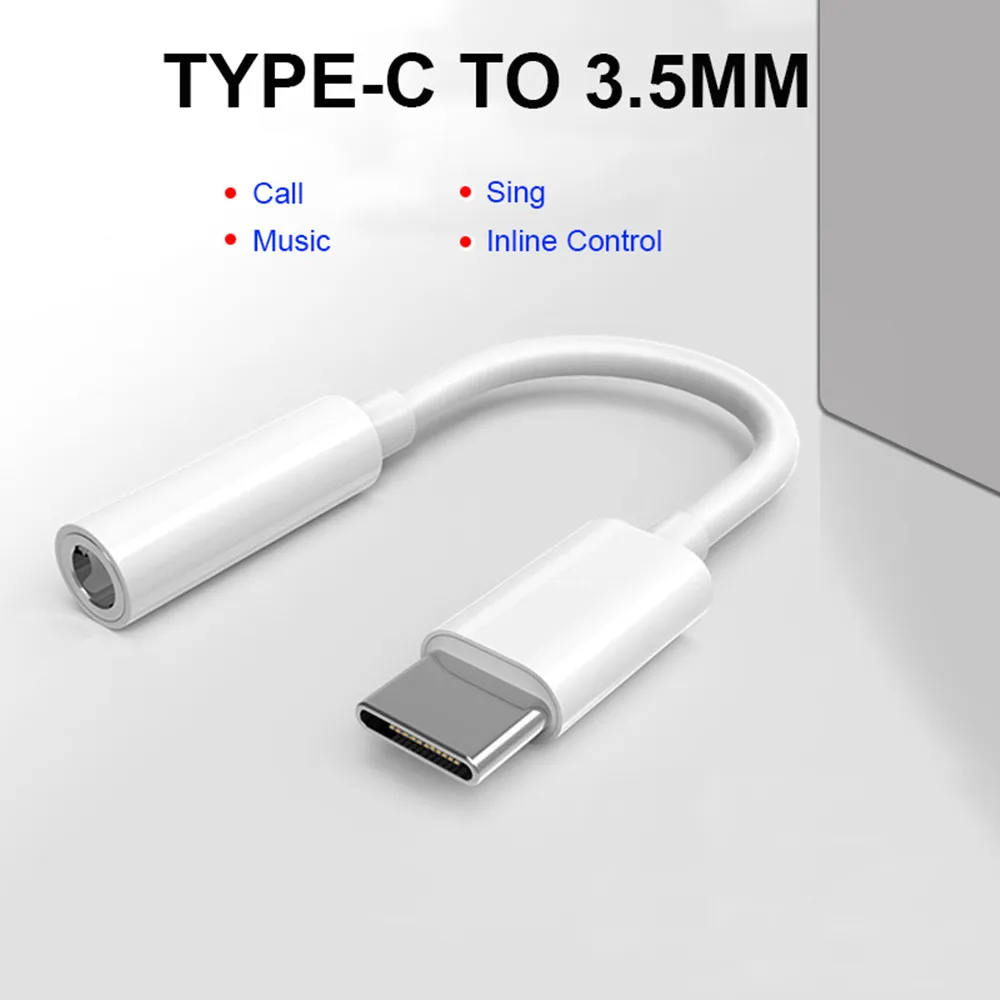 Type C to 3.5 Jack Earphone Adapter for Xiaomi 6 6x 8 Mix2 2S USB C to 3.5mm AUX Cable Converter for Huawei P20 Mate 10 20 Pro
