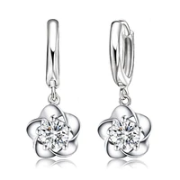 top quality drop earrings for women fashion style jewelry 925 sterling silver trendy flower pendant earrings wholesale