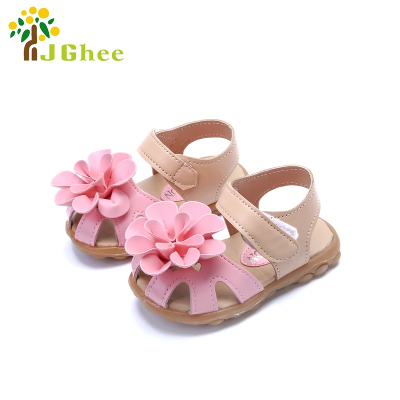 

J Ghee New Baby Girl Shoes Summer Sandals Soft PU Leather Anti-slip Girls Shoes Princess Sweet Flowers Kids Children Beach Shoes