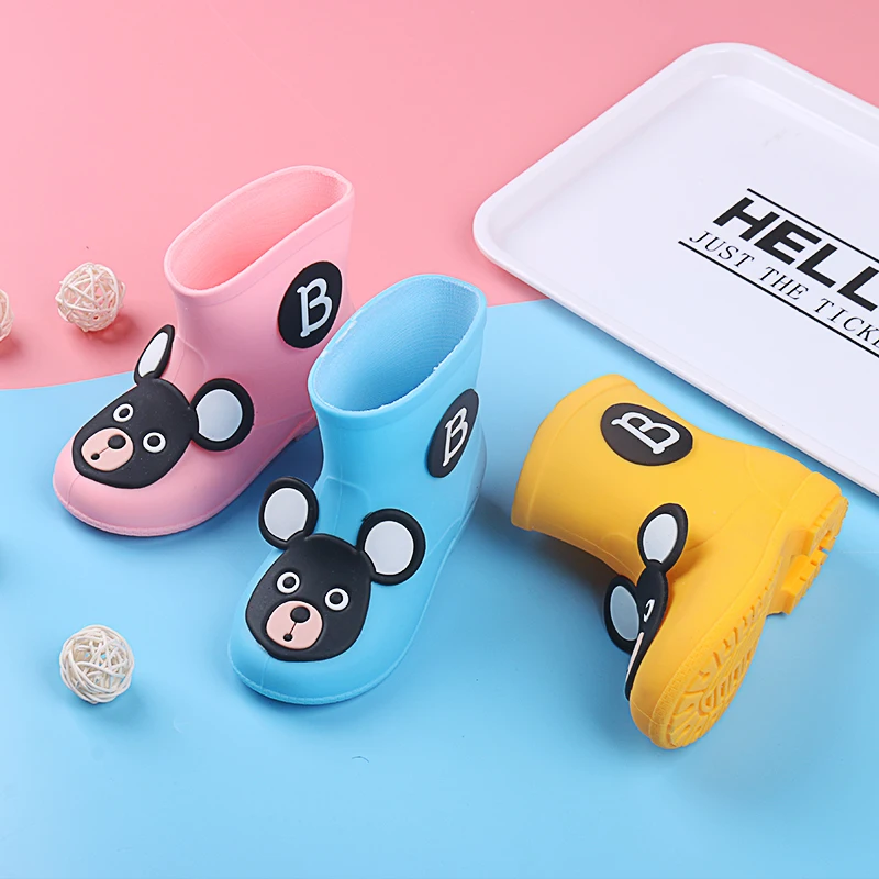 Детские резиновые сапоги детские из ПВХ с милым бантом для маленьких девочек