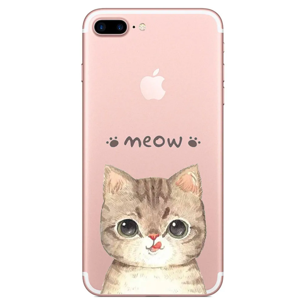 Модные с милым рисунком кота для iphone 6 6s Plus Капа Мягкие силиконовые ТПУ X 7 8 плюс
