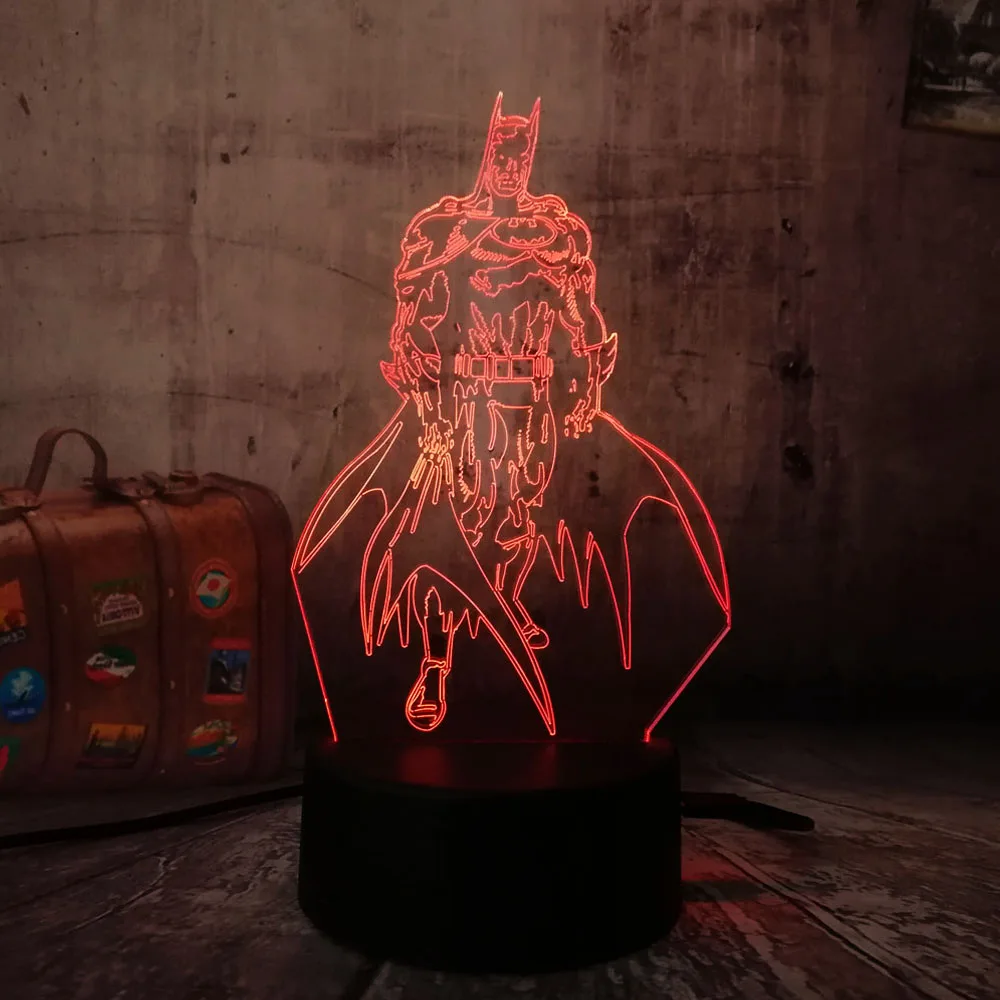 Batman Amroe Cool DC Hero Бэтмен светодиодный 3d-ночник 7 цветов пеленальный столик лампа фонарик Новинка USB rgb контроллер игрушка ребенок блеск подарок - Испускаемый цвет: Batman