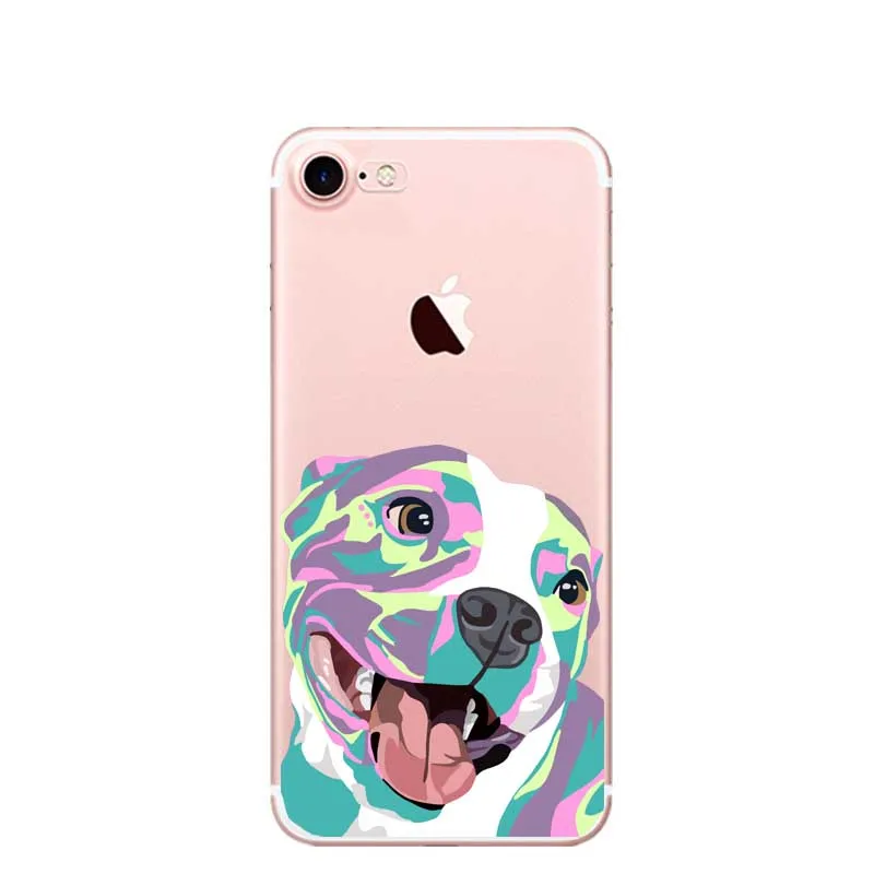 Art PitBull тату дизайн собака лицо прозрачный мягкий ТПУ чехол для телефона iPhone 5 5S SE 6 6 S Plus 7 XR XS Max 8 8 Plus X 10 чехол - Цвет: TPU