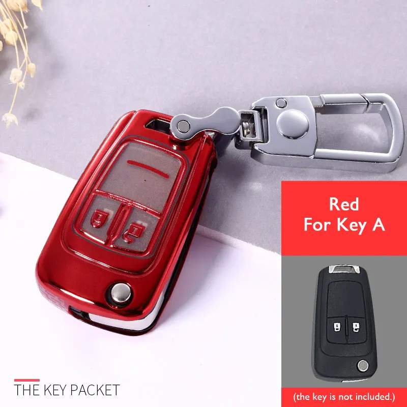 ТПУ чехол для ключей автомобиля для Chevrolet Cruze Vauxhall Aveo парус Captiva Buick 2/3/4/5 кнопки складной пульт дистанционного управления чехол для ключа чехол Брелок - Название цвета: Key A- Red